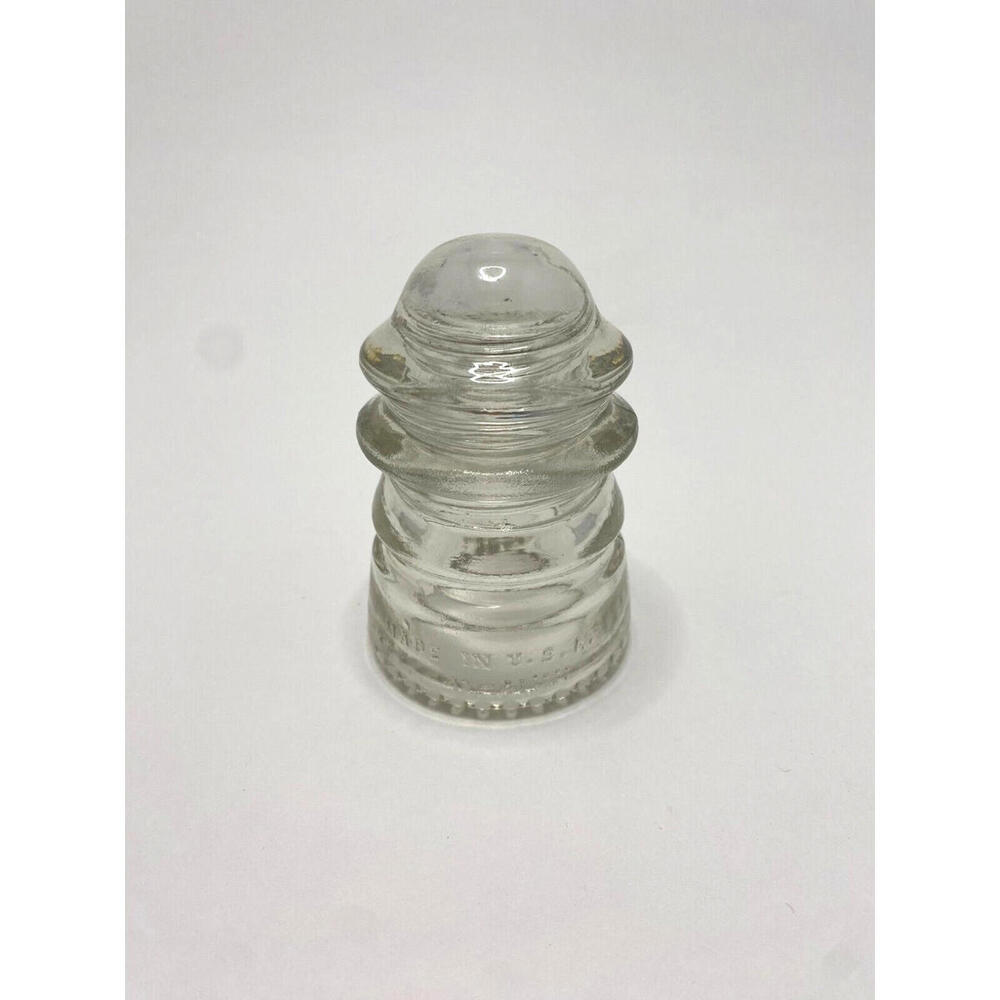 Vintage HEMINGRAY 12 Glass Insulator Clear Made In USA. Antique Glass